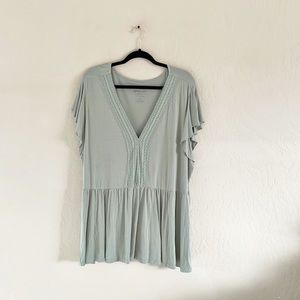 Torrid Super Soft‎ Knits Green V Neck Top